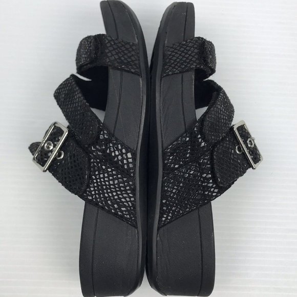 Vionic Black Lizard Rio Platform Slide Sandals - Picture 9 of 16